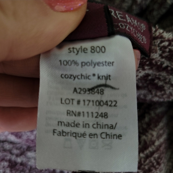 EUC Barefoot Dreams Cozychic Funnel Neck Pullover Red Wine Marled Oversized OS - Picture 12 of 14